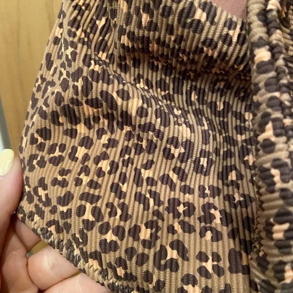 Aerie Brown Leopard Print One Piece Swimsuit with Midriff Cutout - Picture 5 of 10